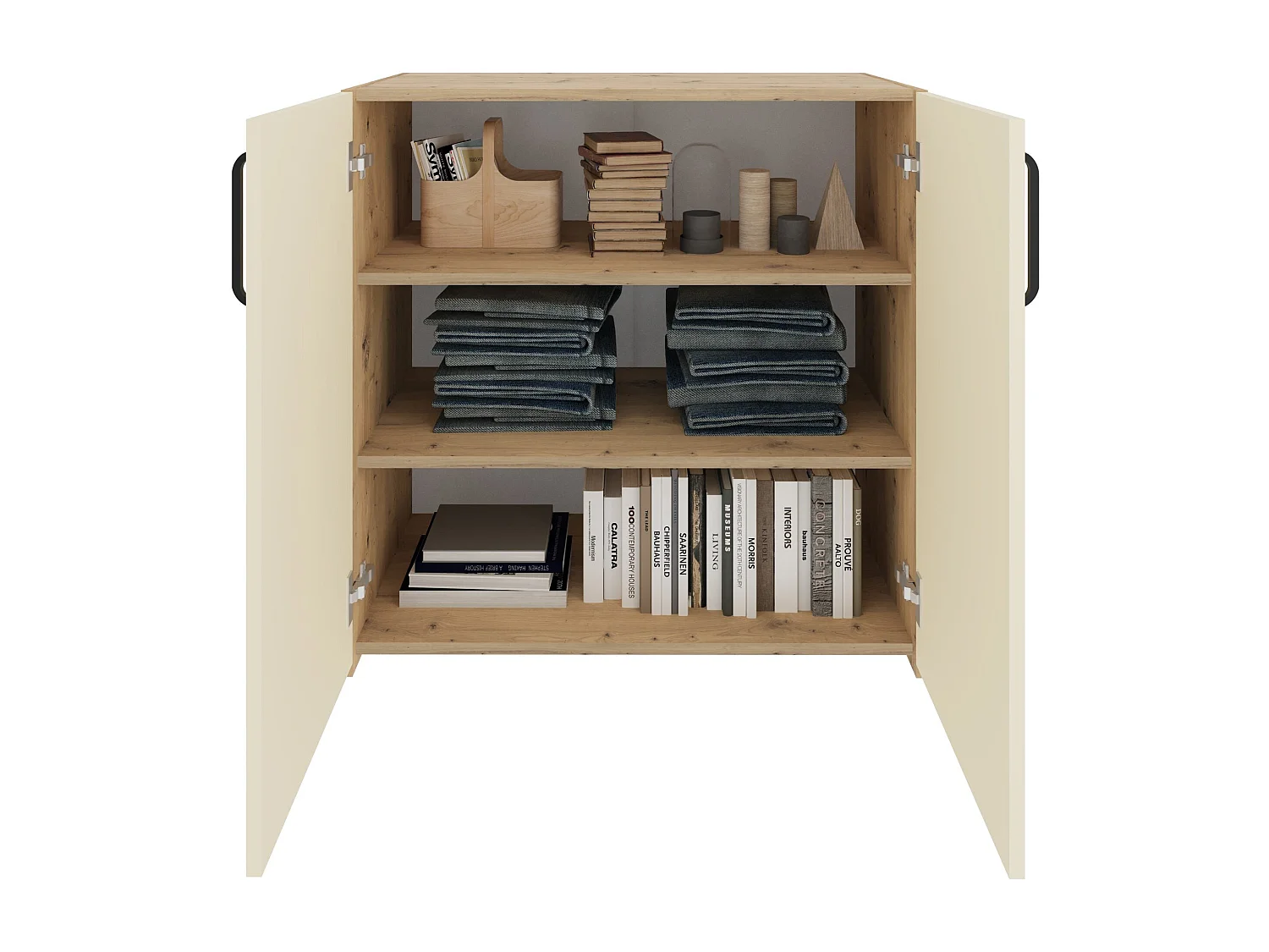 Cómoda Haaus Malmo, 2 puertas, Roble/arcilla artesanal, 81 x 42 x 80 cm