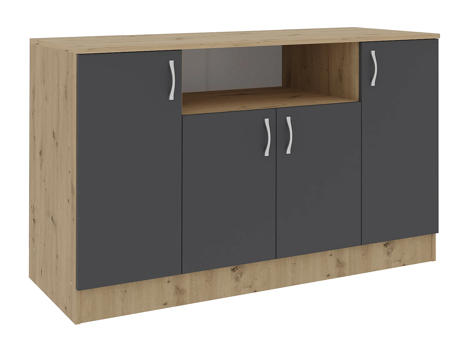 Cômoda haaus Pedro, 4 portas, carvalho artisan/antracite, 135 x 50 x 80 cm