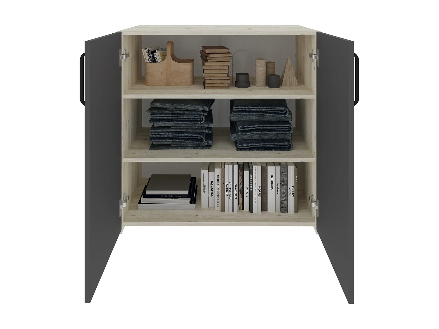 Cassettiera Haaus Malmo, 2 ante, Rovere bianco/Antracite, 81 x 42 x 80 cm