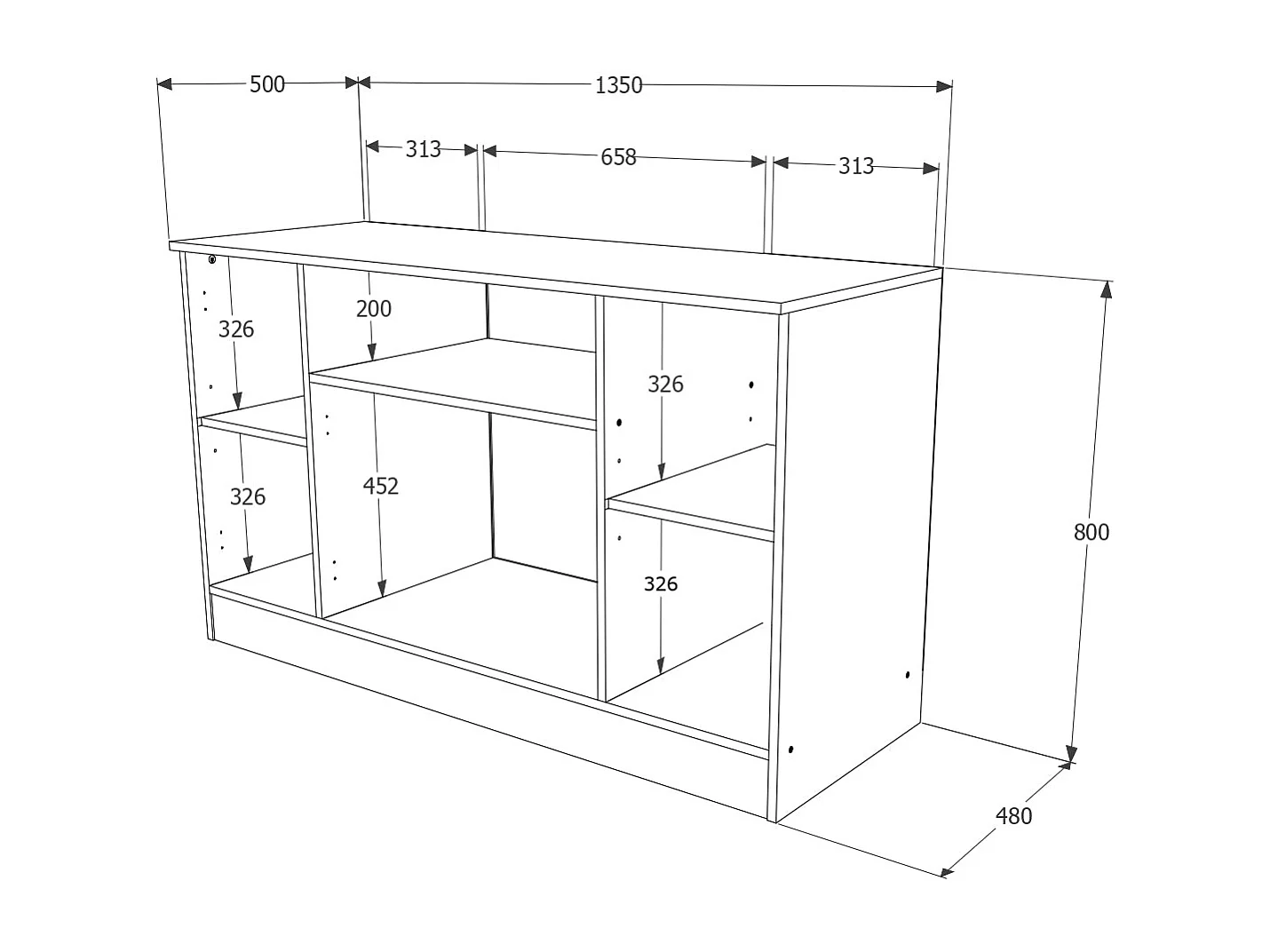 Commode haaus Remi, 4 portes, chêne Sonoma, 135 x 50 x 80 cm