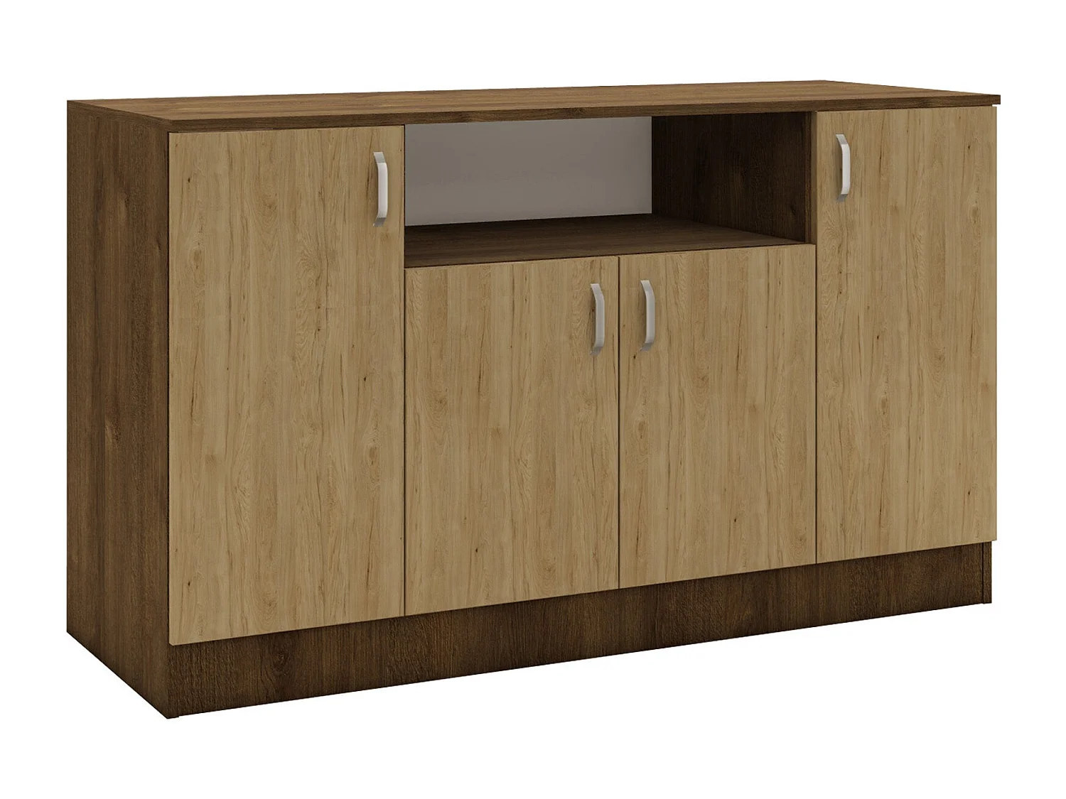 Cômoda haaus Pedro, 4 portas, carvalho bronze/madeira natural, 135 x 50 x 80 cm
