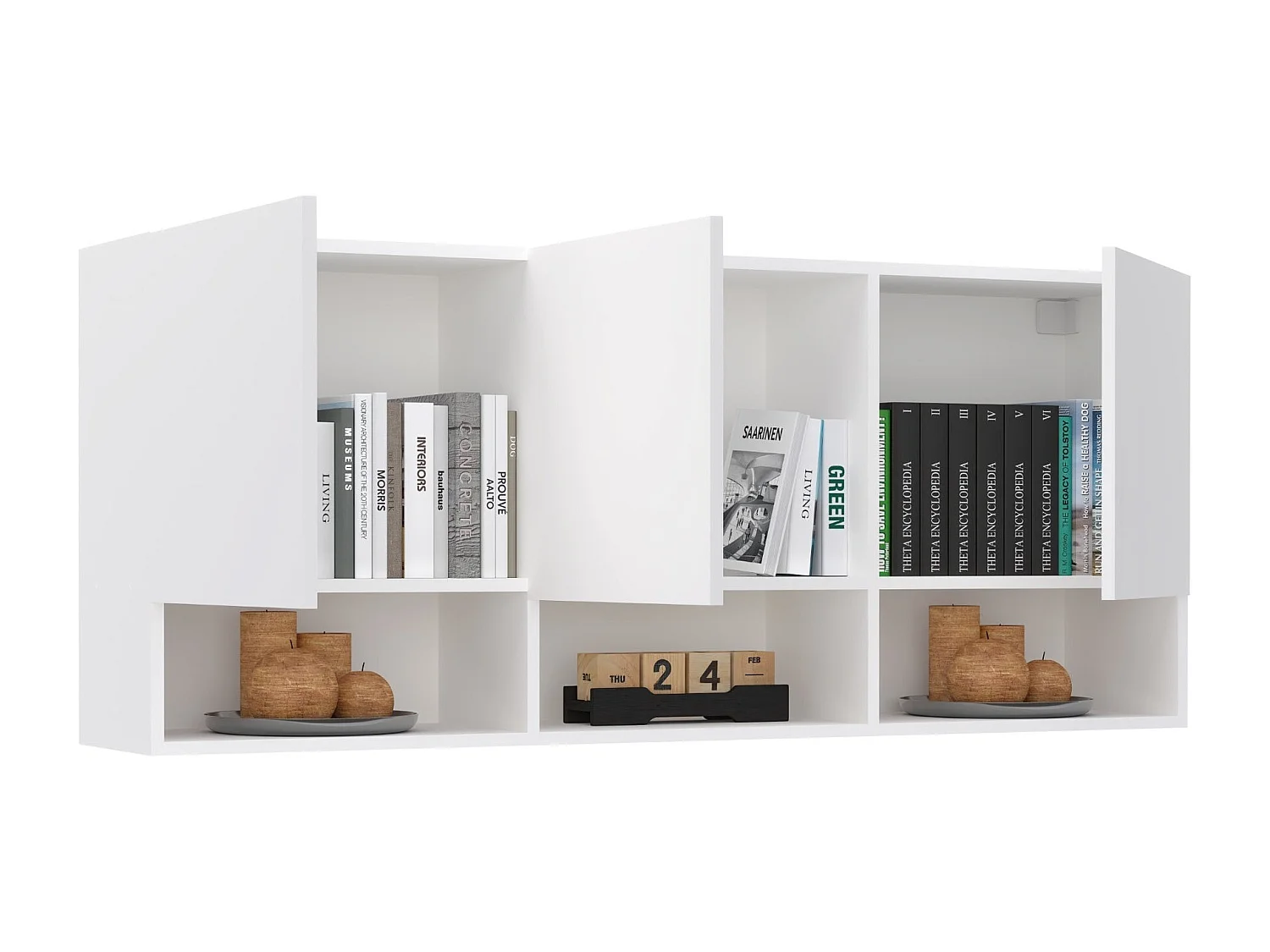 Meuble Suspendu haaus Malmo, 3 Portes, Blanc, 144 x 27 x 60 cm