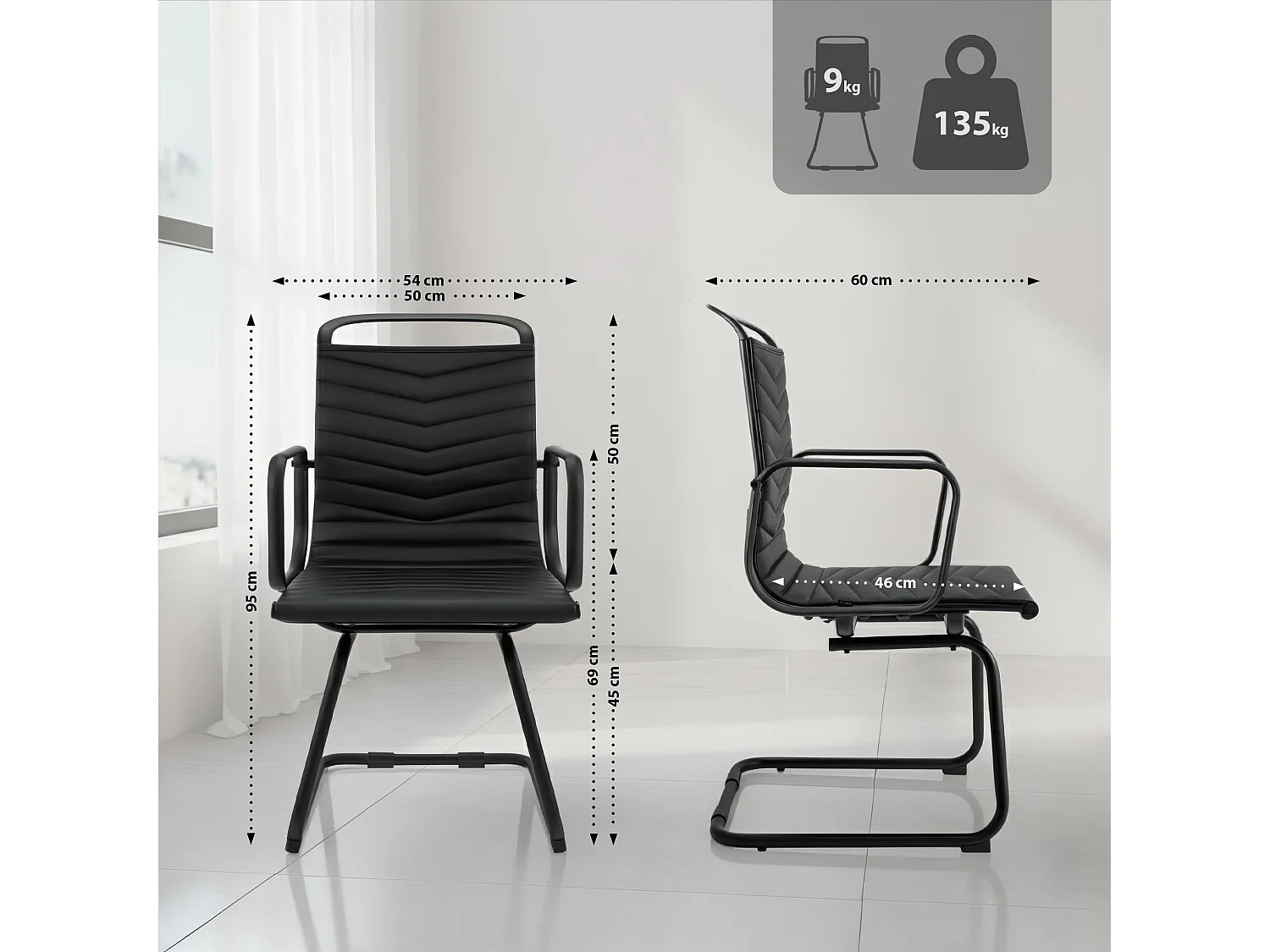 chaises oscillantes - Similicuir - Noir - Tomkin