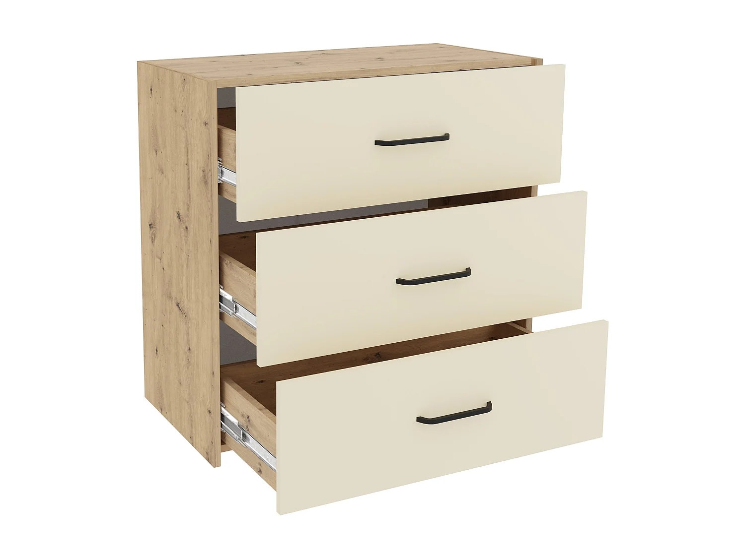 Commode haaus Malmo, 3 tiroirs, chêne artisan/argile, 80 x 42 x 80 cm