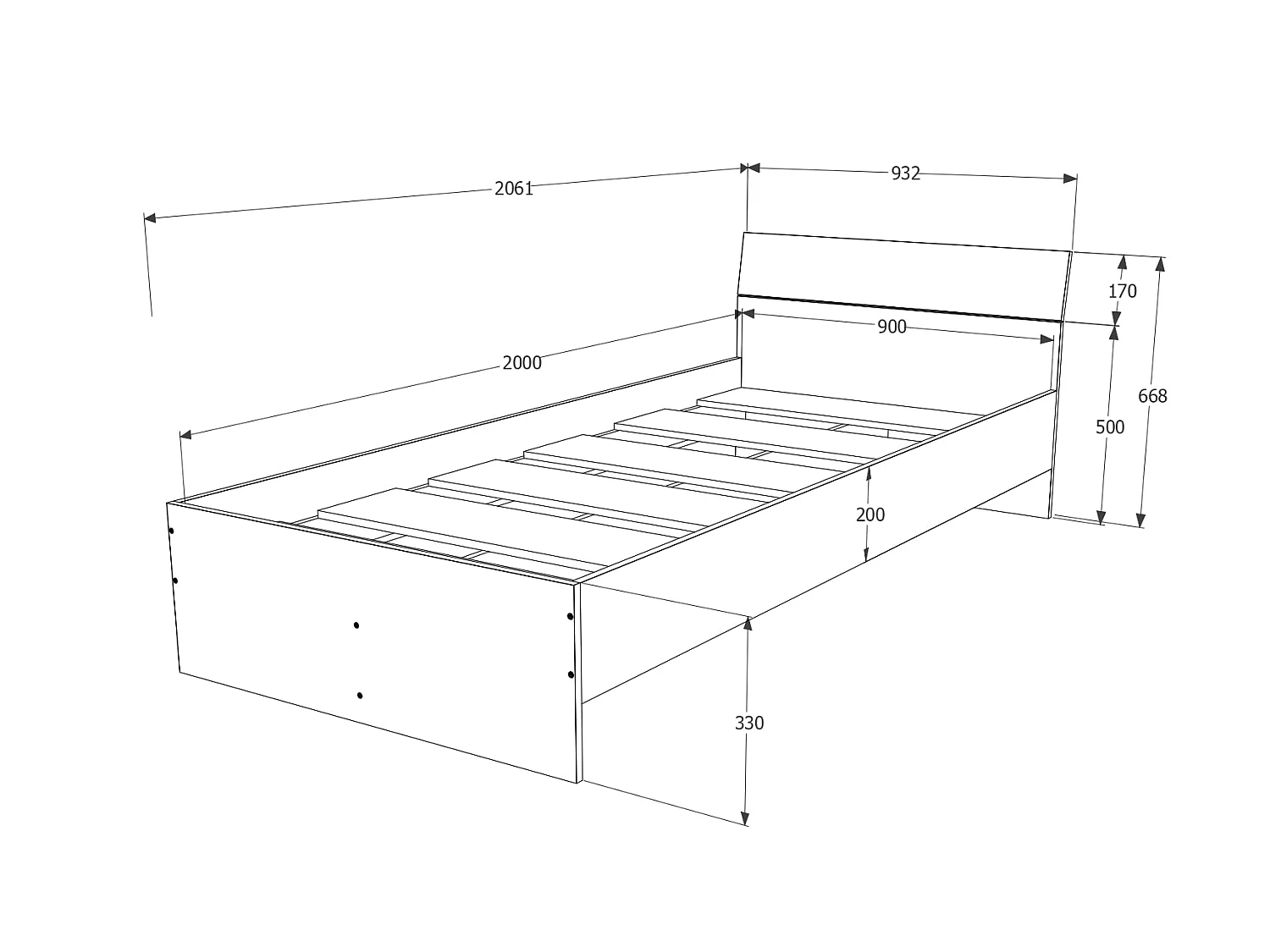 Lit haaus Leco 90x200 cm blanc/rose