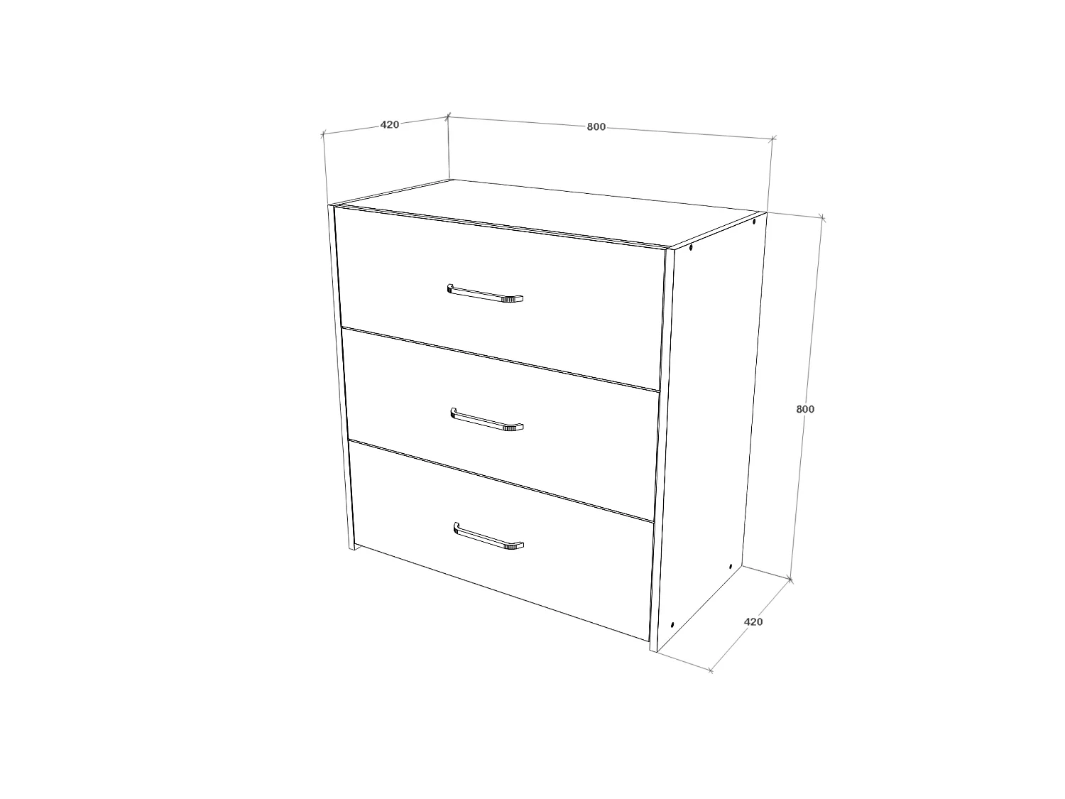 Cômoda haaus Malmo, 3 gavetas, carvalho branco/antracite, 80 x 42 x 80 cm