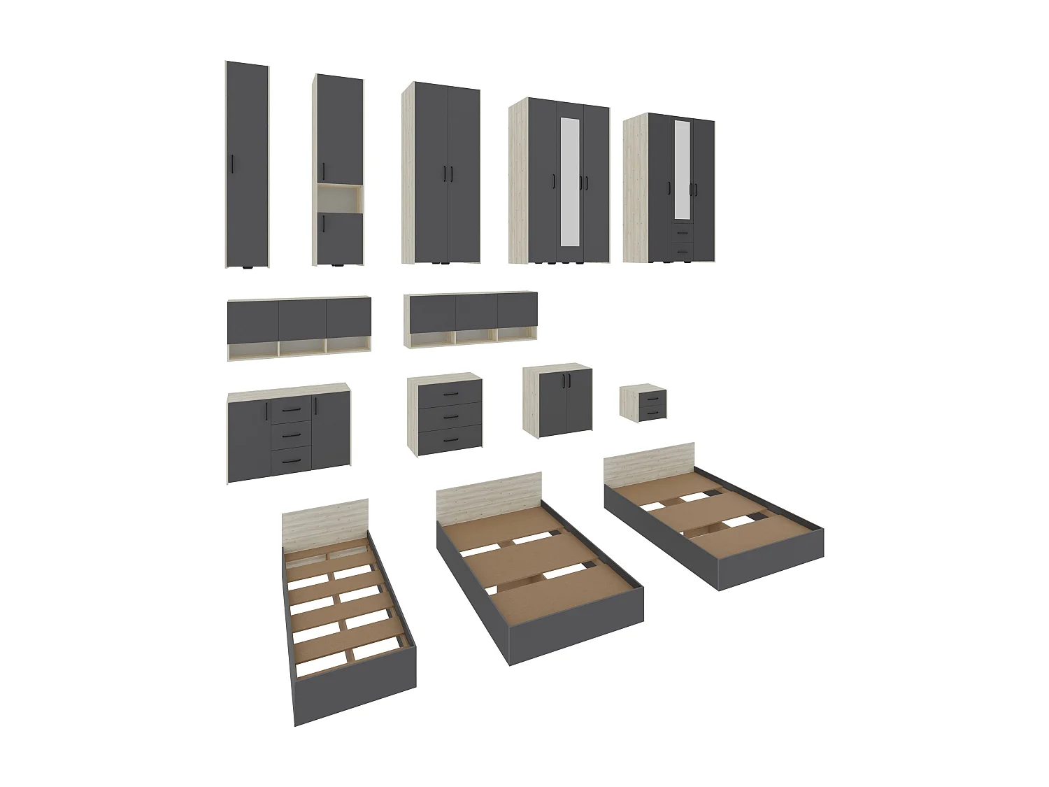 Cômoda haaus Malmo, 3 gavetas, carvalho branco/antracite, 80 x 42 x 80 cm