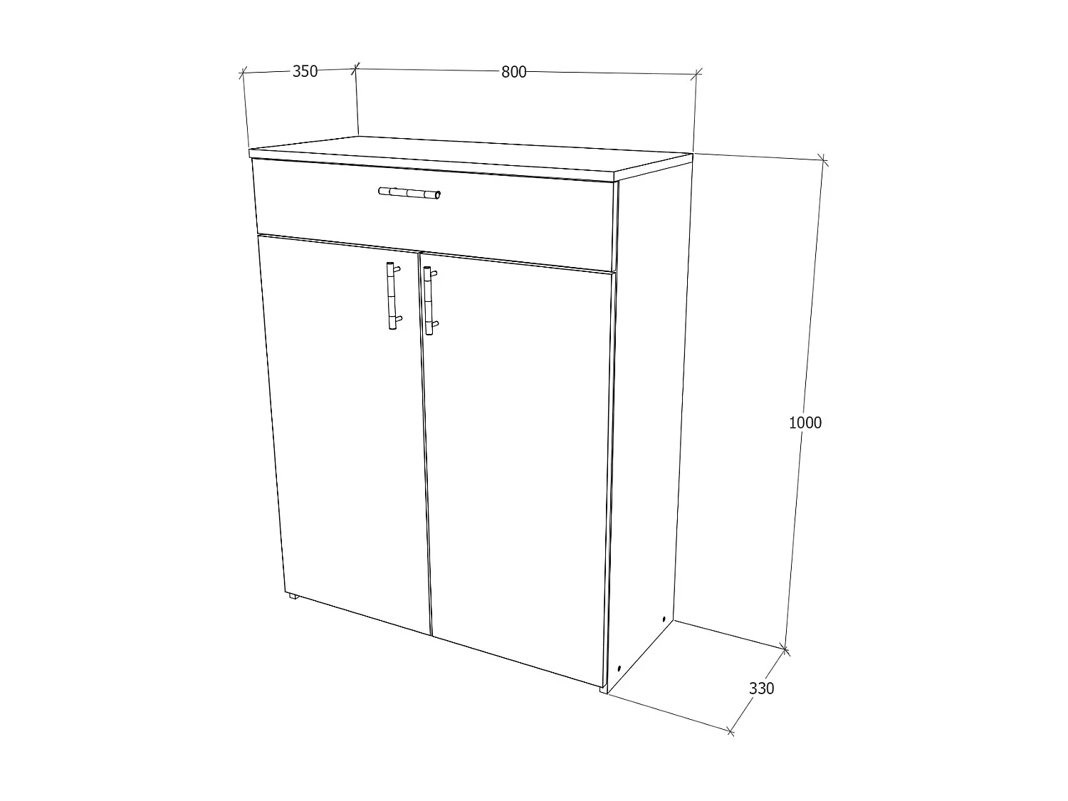 Commode Tisa, 1 Lade, 2 Deuren, Brons eiken, 80 x 35 x 100 cm