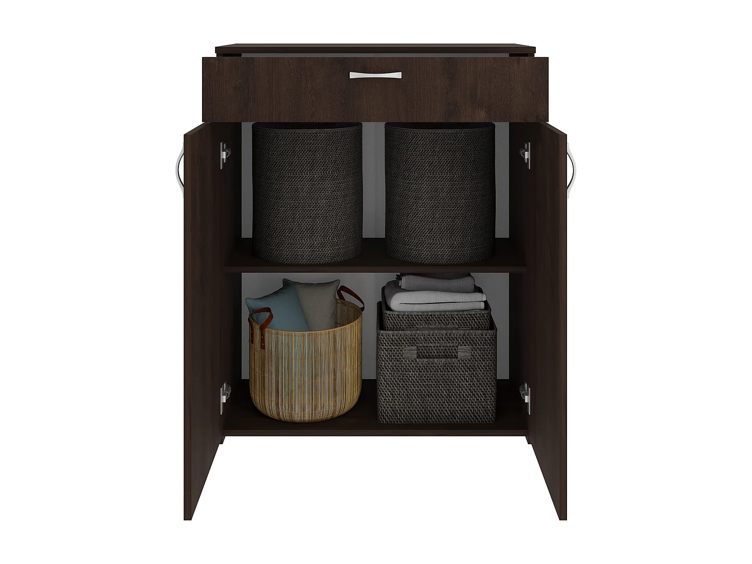 Commode haaus Tisa, 1 tiroir, 2 portes, chêne bronze, 80 x 35 x 100 cm