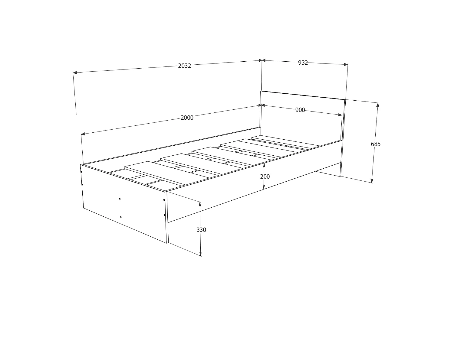 Lit haaus Remi 90x200 cm chêne bronze