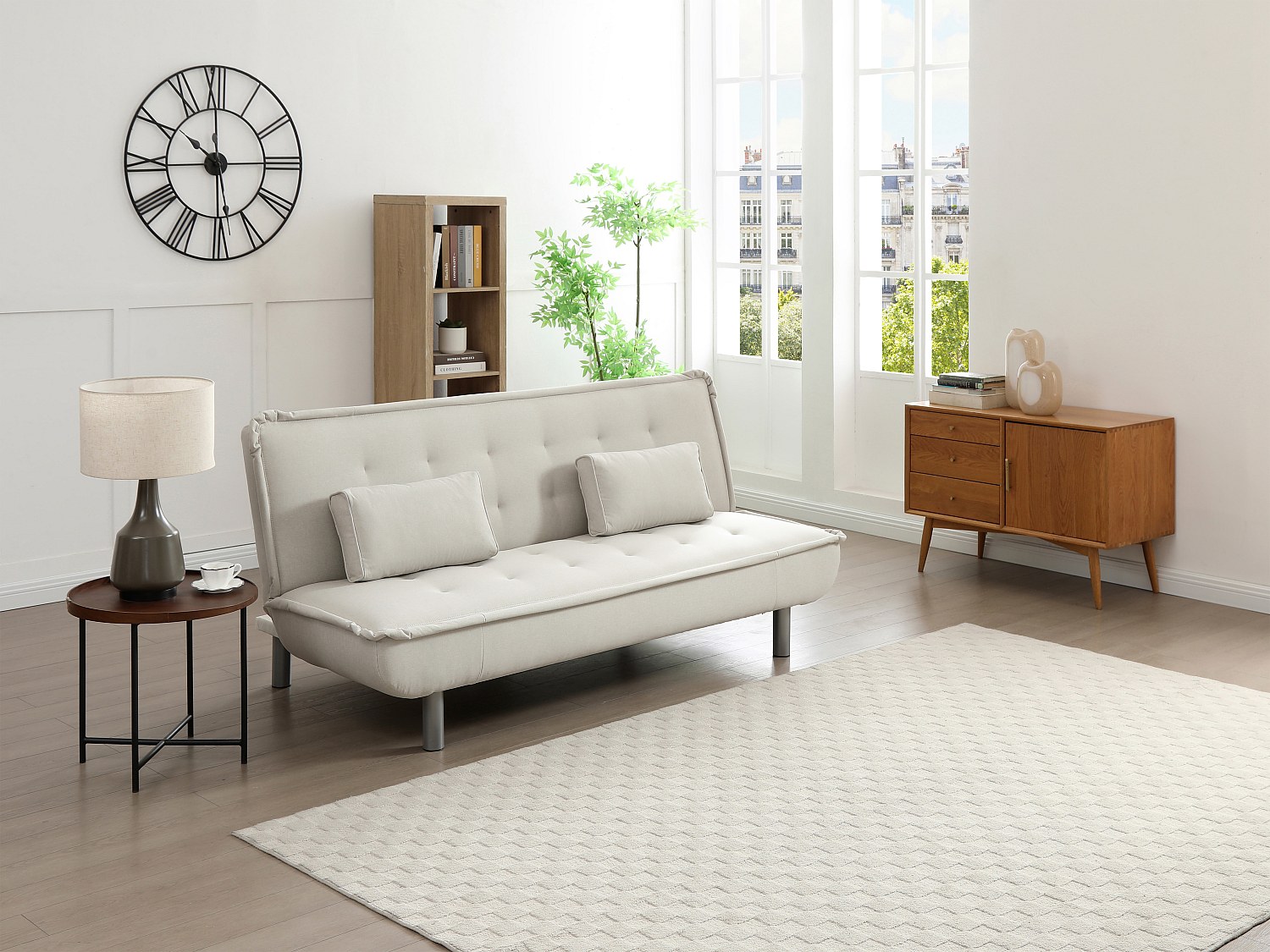 Schlafsofa 3-Sitzer Klappsofa - Stoff - Beige - MISHAN