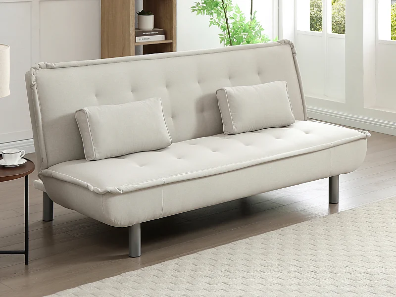 Canapé convertible clic-clac en tissu beige MISHAN