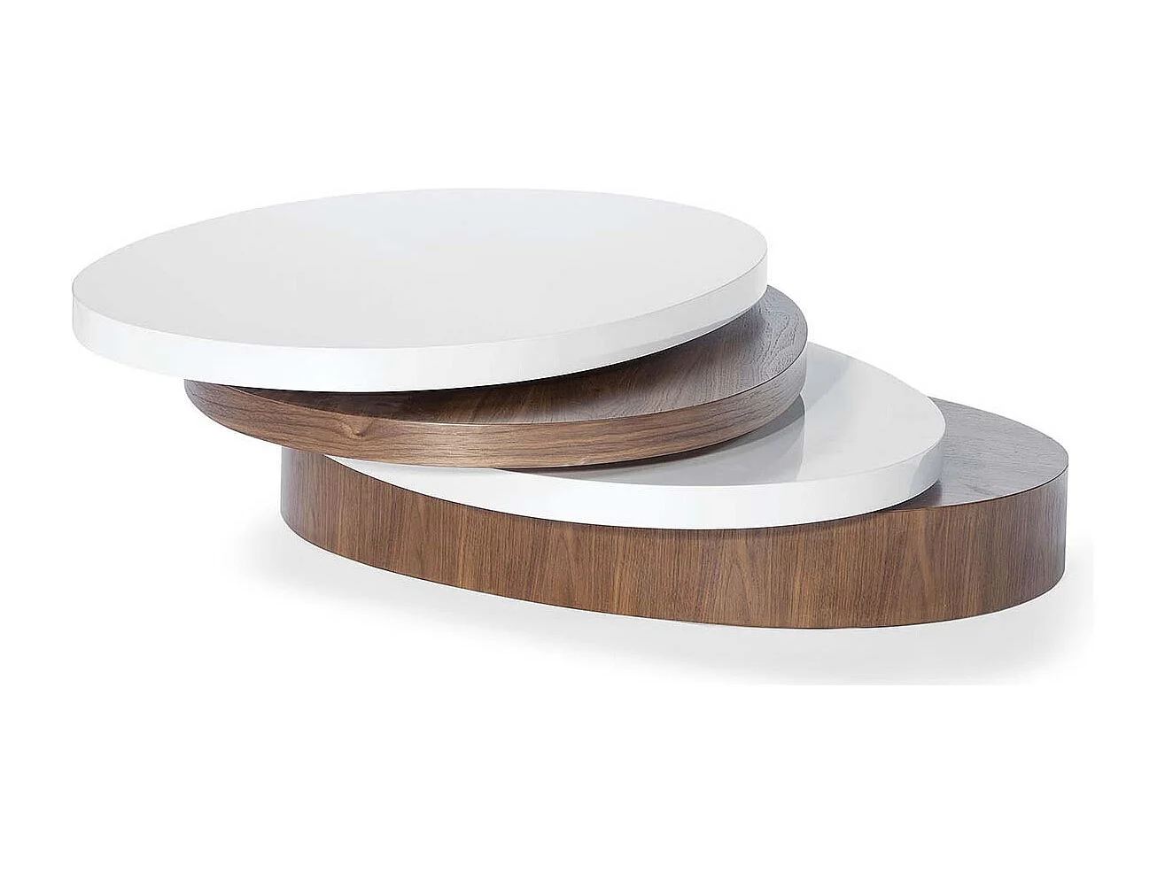 Table basse bois et laqué SIDONY - Noyer/Blanc - Bois foncé