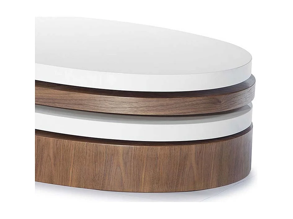 Table basse bois et laqué SIDONY - Noyer/Blanc - Bois foncé