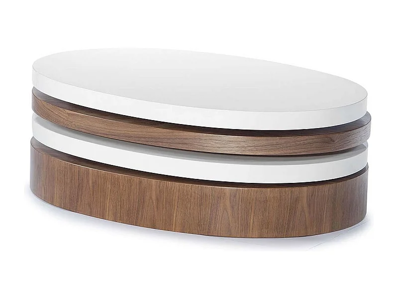 Table basse bois et laqué SIDONY - Noyer/Blanc - Bois foncé