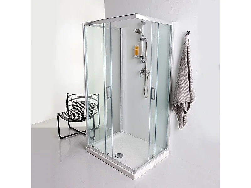 Cabine De Douche 3 Faces 80X80x80 2 Faces Coulissantes Et Une Face Fixe Verre 6Mm