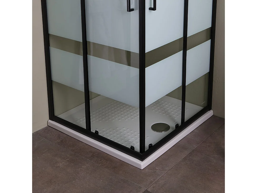 Cabine De Douche En Verre Sérigraphié Avec Profilés Noirs 90X90 | City