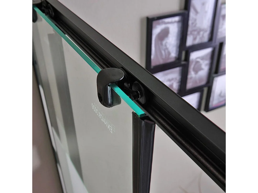 Cabine De Douche En Verre Sérigraphié Avec Profilés Noirs 90X90 | City