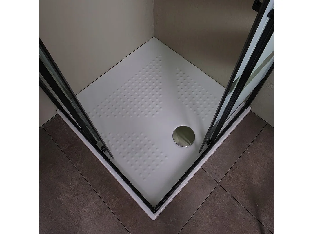 Cabine De Douche En Verre Sérigraphié Avec Profilés Noirs 90X90 | City