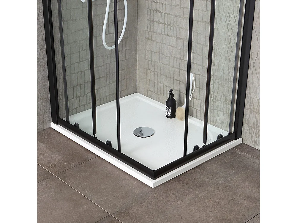 Douche Angle Carré Avec Profil Noir Opaque 80X80x190 Cm | City