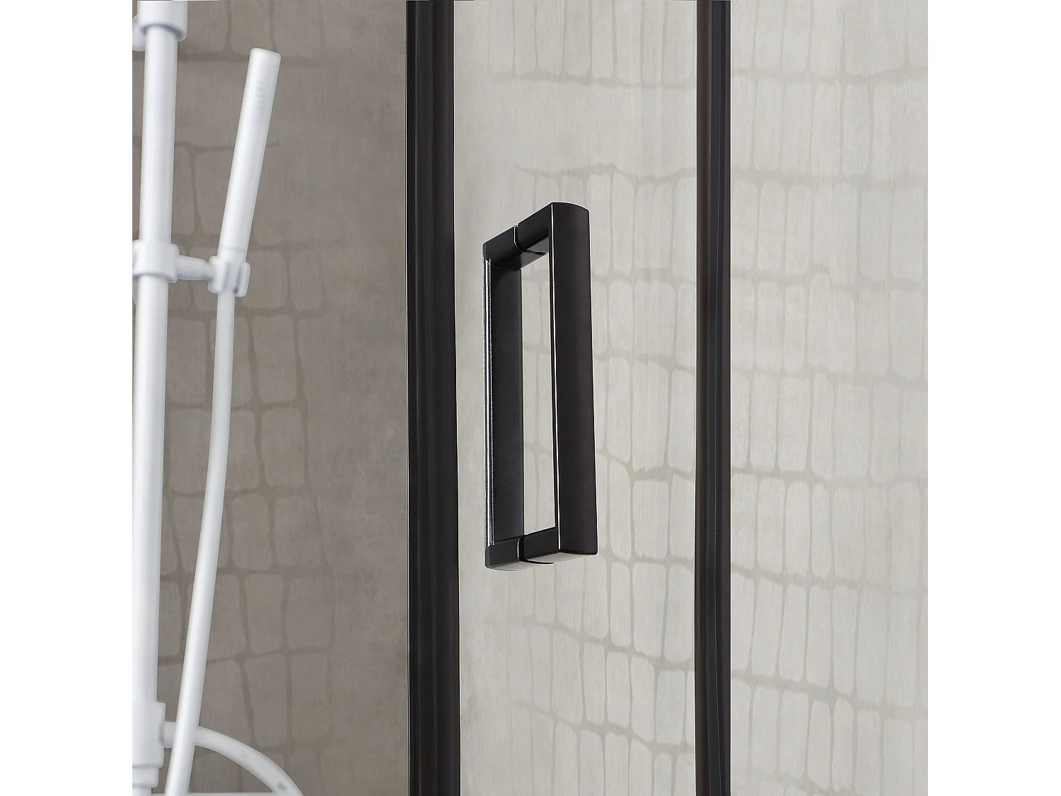 Douche Angle Carré Avec Profil Noir Opaque 80X80x190 Cm | City