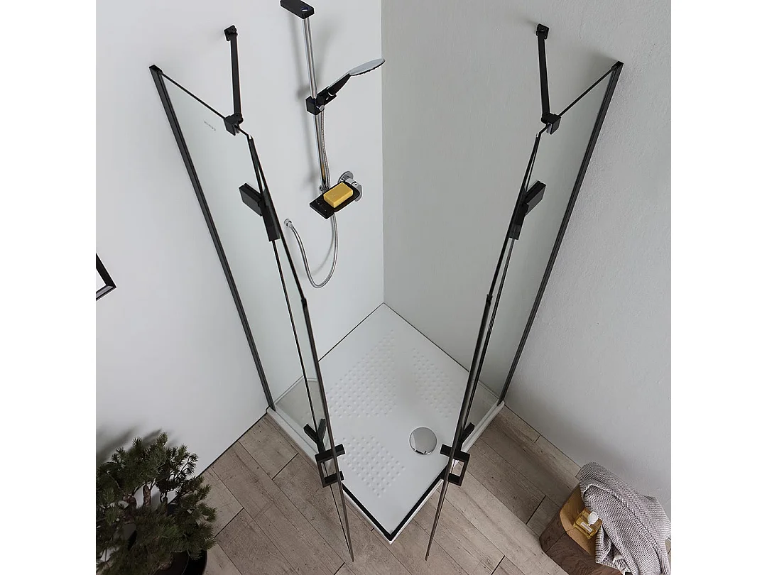 Cabine De Douche Noire Sans Profilés 80X80 Verre 6Mm | London