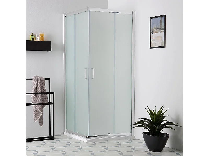 Cabine De Douche Carrée 90 X 90Cm Verre Dépoli 6Mm Coulissant | Giada