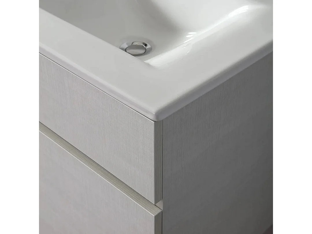 Meuble De Salle De Bain Suspendu Avec Tiroir, 80Cm, Gris Moon | Silvia