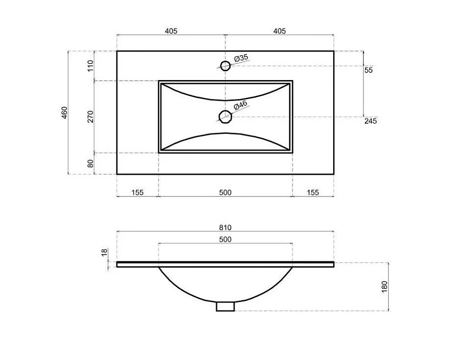 Meuble De Salle De Bain Suspendu Avec Tiroir, 80Cm, Gris Moon | Silvia