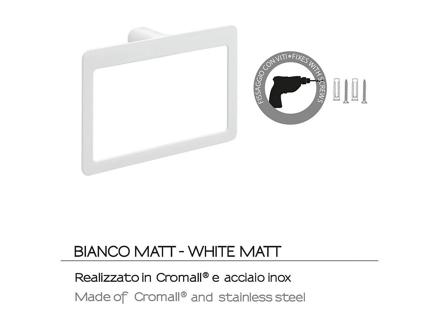 Porte-Serviettes Mural En Forme D'anneau Blanc Mat | Giacinto