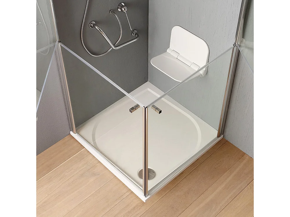 Cabine De Douche Pour  Handicapées Ou Personnes Agées 90X90 En Verre Avec Double Ouverture Battente