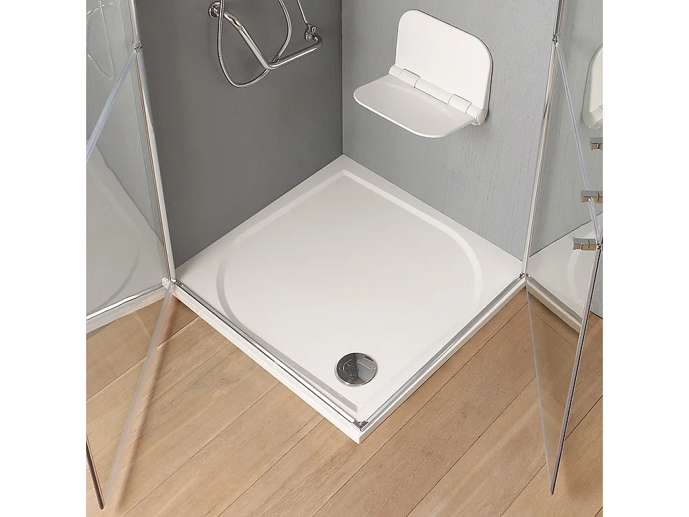 Cabine De Douche Pour  Handicapées Ou Personnes Agées 90X90 En Verre Avec Double Ouverture Battente