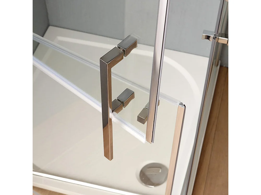 Cabine De Douche Pour  Handicapées Ou Personnes Agées 90X90 En Verre Avec Double Ouverture Battente