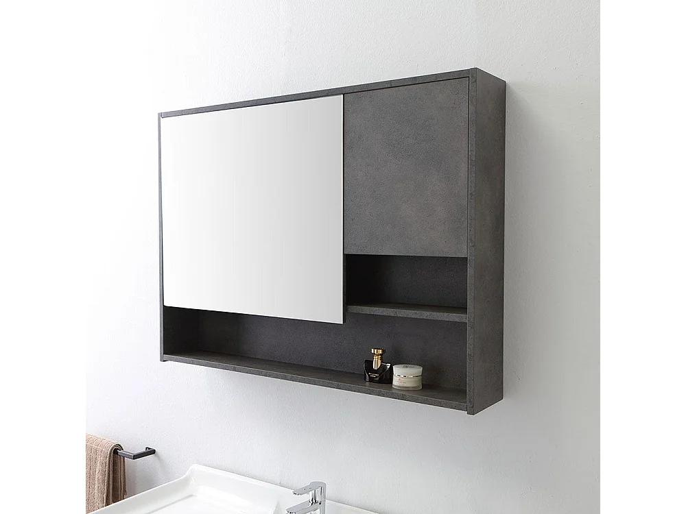 Meuble De Salle De Bain Sur Pieds 101Cm Avec Lavabo Style Industriel Miroir | Vienna