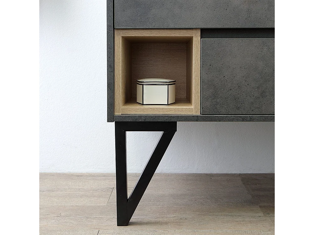 Meuble De Salle De Bain Sur Pieds 101Cm Avec Lavabo Style Industriel Miroir | Vienna