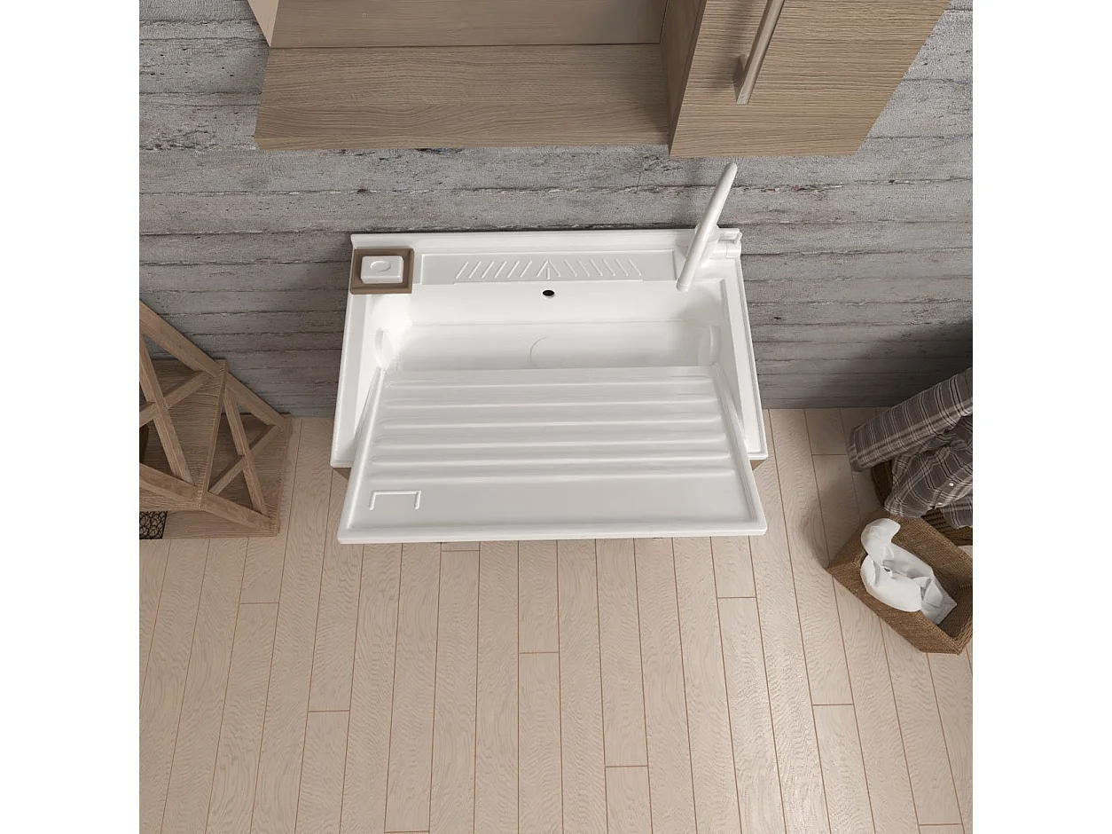 Lavoir 60Cm Avec Planche À Laver En Chêne Naturel | Pratico