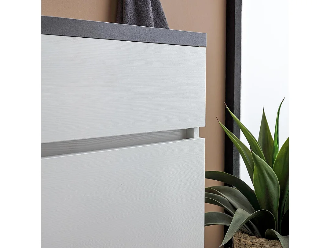 Meuble De Salle De Bains Sous Vasque 80Cm Suspendu Moderne Blanc Et Anthracite | Sole