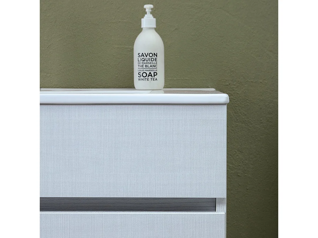 Meuble De Salle De Bain Suspendu De 80Cm A 2 Portes En Gris Moon | Silvia