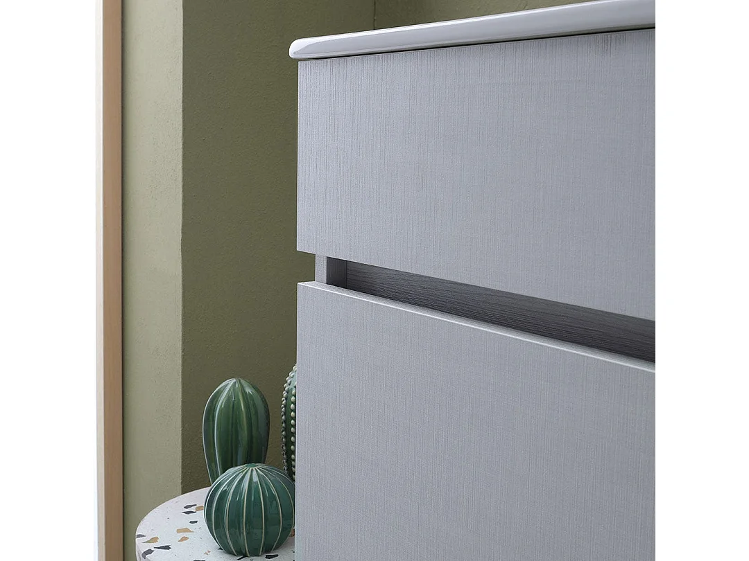 Meuble De Salle De Bain Suspendu De 80Cm A 2 Portes En Gris Moon | Silvia