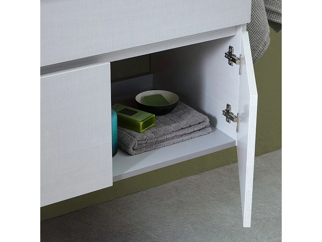 Meuble De Salle De Bain Suspendu De 80Cm A 2 Portes En Gris Moon | Silvia