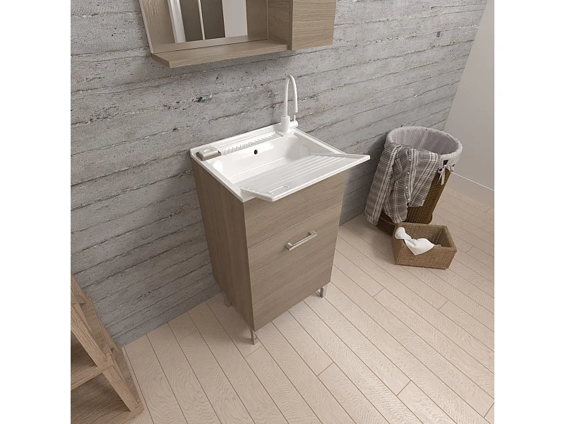 Lavoir Avec Meuble 45X50 Avec 1 Porte Et Planche À Laver | Pratico