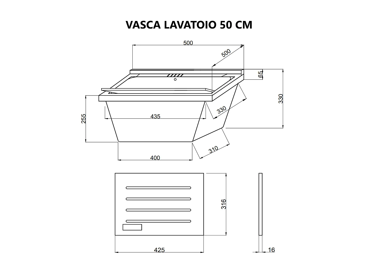 Lavoir Pour Buanderie 50Cm Avec Planche À Laver Et Portes En Chêne Gris | Pratico