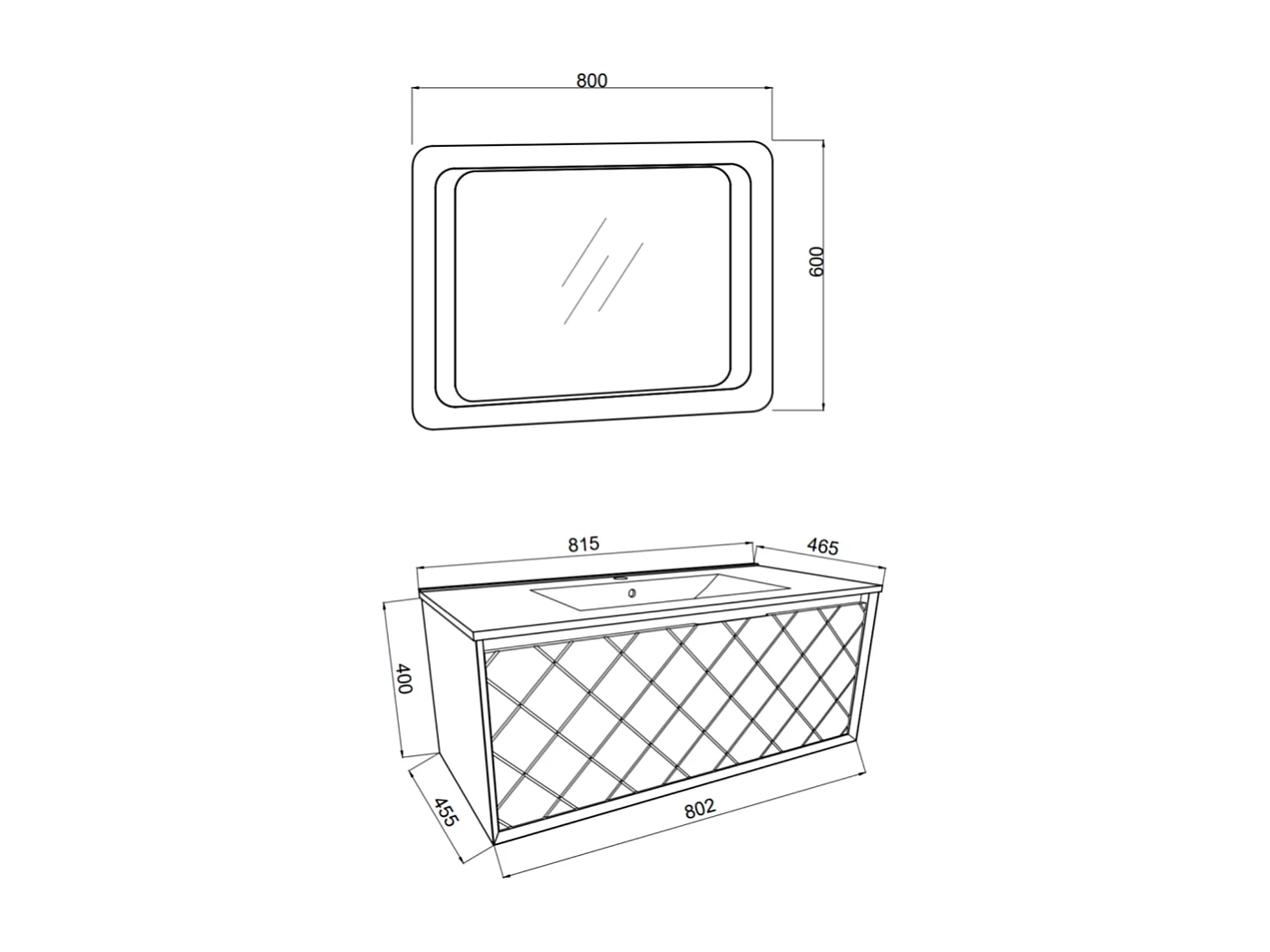 Meuble De Salle De Bain 80Cm Gris Clair Avec Lavabo En Céramique, Miroir 80X60 | Miami