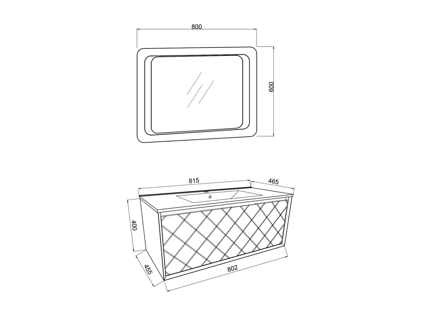 Meuble De Salle De Bain 80Cm Gris Clair Avec Lavabo En Céramique, Miroir 80X60 | Miami