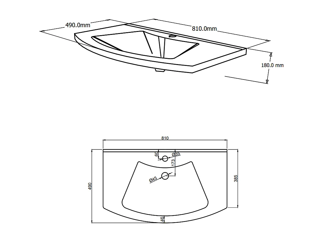 Meuble De Salle De Bain 80Cm Avec Panneau Frontal Arrondi Et Deux Portes En Blanc Brillant | Garda