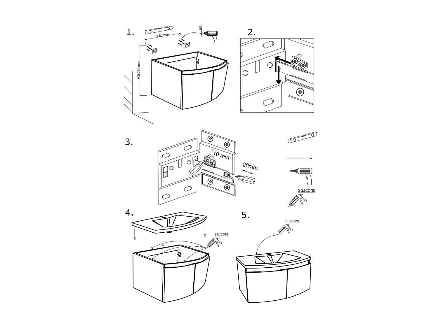 Meuble De Salle De Bain 80Cm Avec Panneau Frontal Arrondi Et Deux Portes En Blanc Brillant | Garda