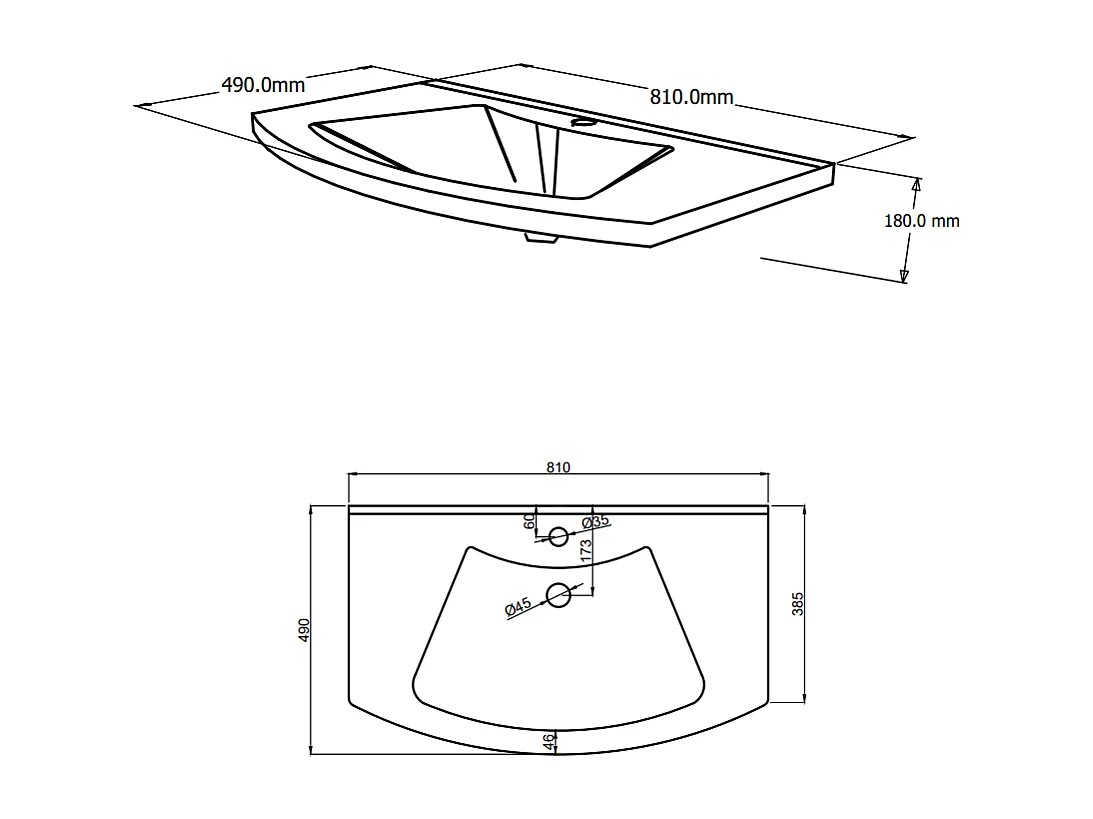 Meuble De Salle De Bain 80Cm Avec Panneau Frontal Arrondi Et Deux Portes En Blanc Brillant | Garda