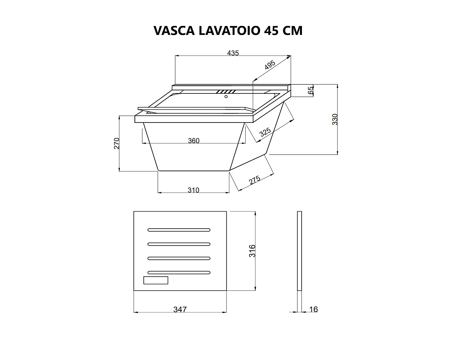 Meuble Lavoir Pour Buanderie 45Cm Avec 1 Porte En Chêne Gris | Pratico
