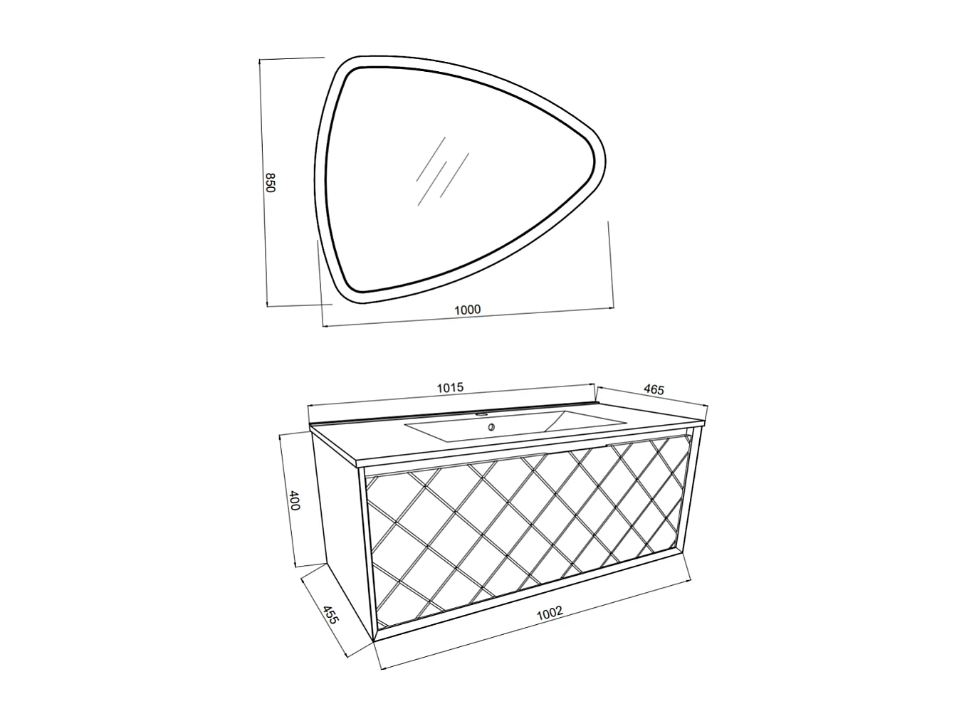 Armoire De Salle De Bains Murale De 100 Cm, Miroir Gris Cendré | Miami