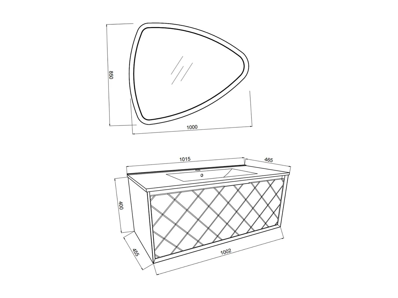 Armoire De Salle De Bains Murale De 100 Cm, Miroir Gris Cendré | Miami